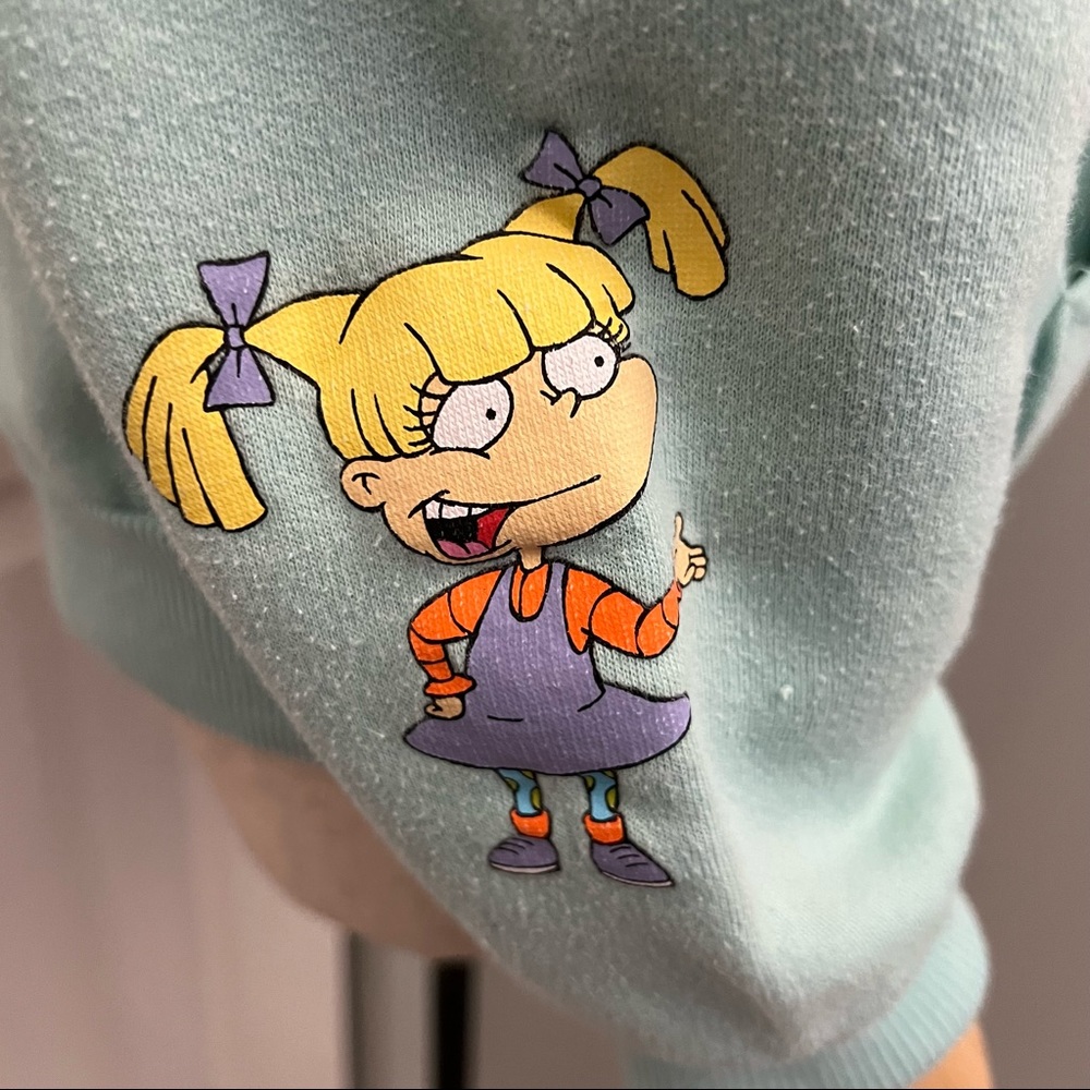Nickelodeon Mint Green Hoodie Mixed Cartoon Characters S - Picture 6 of 16
